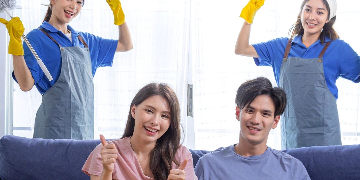 Professional house cleaning crew working in a residential home in NYC